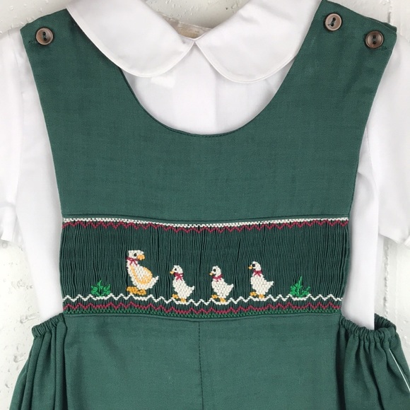 NWT ROSALINA COLLECTIONS Mummy Duck Green Smocked Kicker Set - Picture 3 of 7